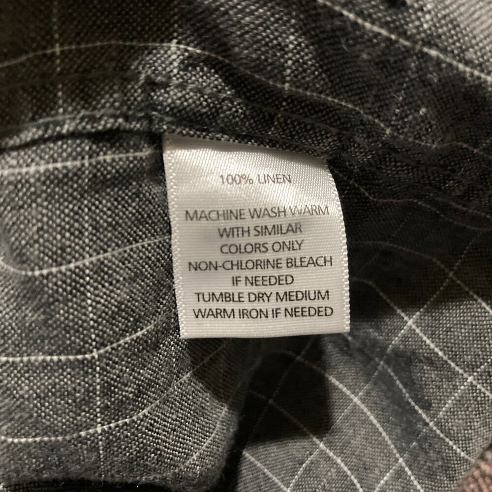 UNTUCKit Shirt Men's Large Slim Fit 100% Linen Gray Long Sleeve Button Plaid - Picture 4 of 8